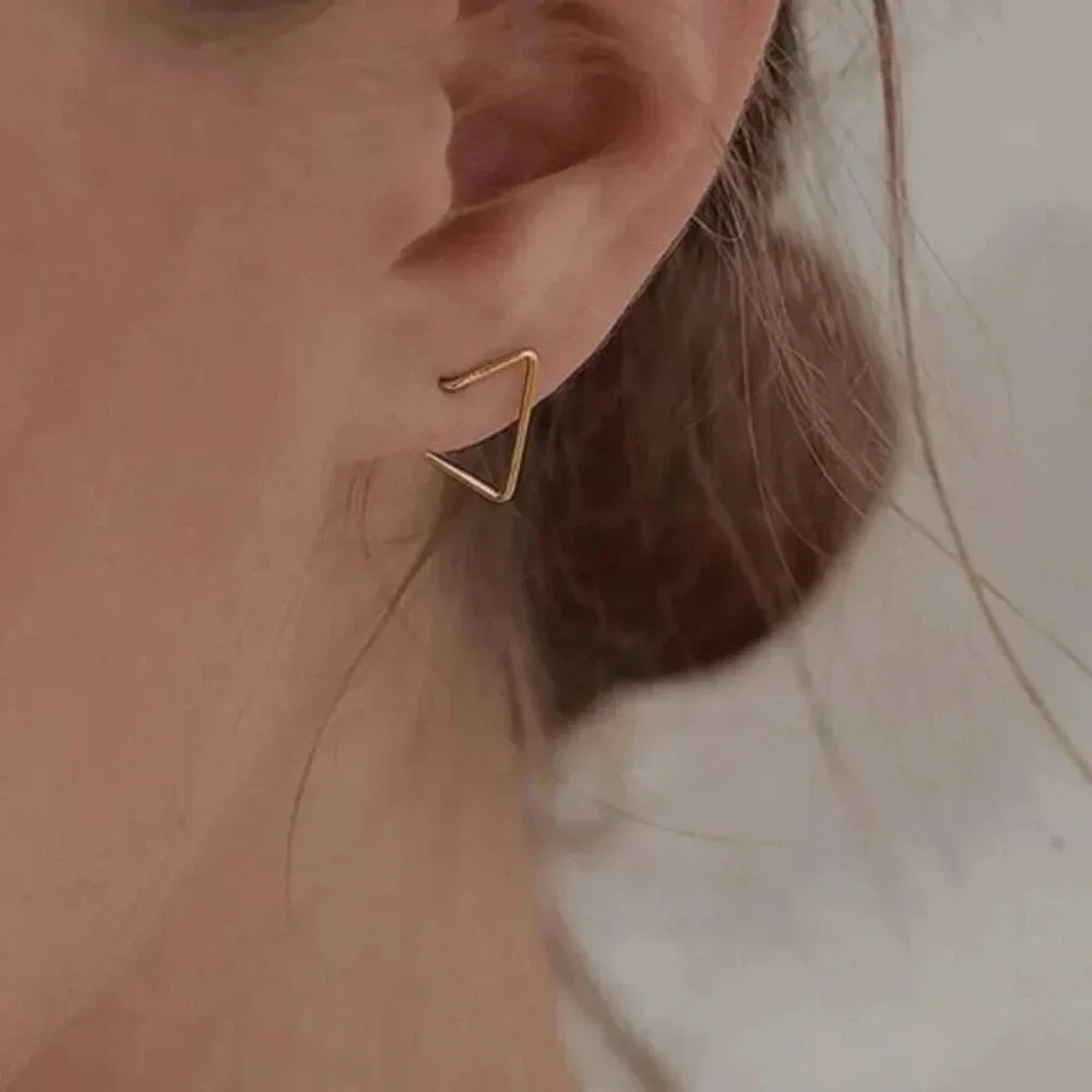 Dainty Gold Minimalist Triangle Stud Earrings
